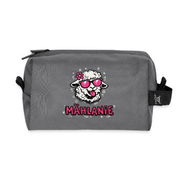 Mowing Lamb with Pink Glasses Mählanie Melanie Sheep - Recycled Toiletry Zip Bag - anthracite - Front
