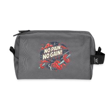 No Pain No Gain Gym Motivation Fitness Workout Shi - Recycelte Kulturtasche - Anthrazit - Vorne