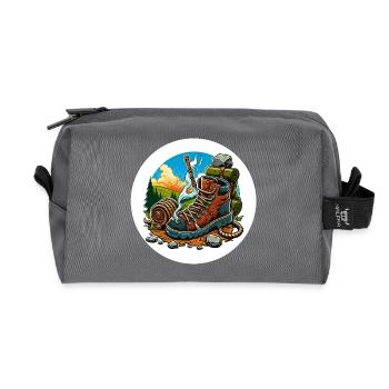 Smoking hiking boot - Recycled Toiletry Zip Bag - anthracite - Front