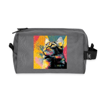 Portrait vif du chat pop - Trousse de toilette en tissu recyclé - anthracite - Devant