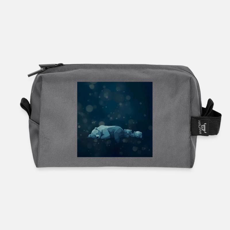 Blue Night Geometrische Eisbären - Recycelte Kulturtasche - Anthrazit