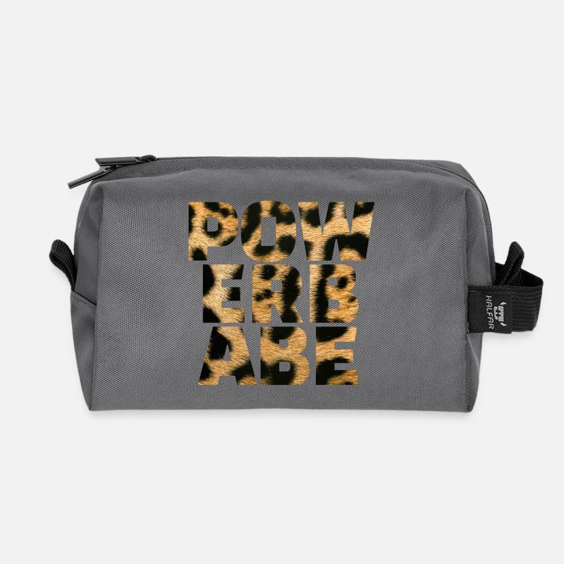 Power Babe Leopard Statement - Recycled Toiletry Zip Bag - anthracite