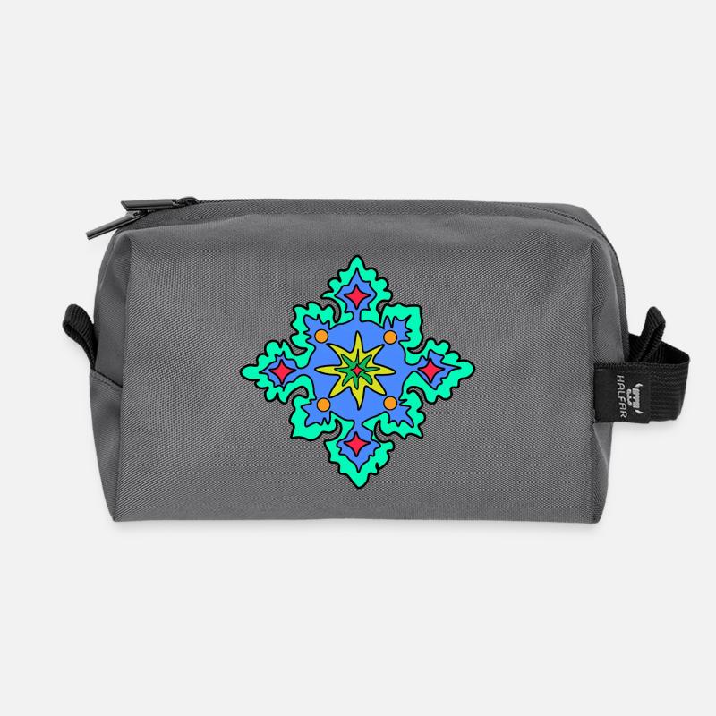 Geometrisches Mandala-Sternmuster - Recycelte Kulturtasche - Anthrazit