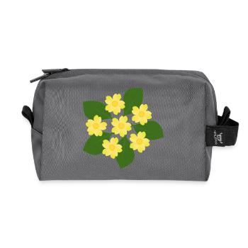 Februar Geburtstag Blüte Primeln Geburtstagsblume - Recycelte Kulturtasche - Anthrazit - Vorne