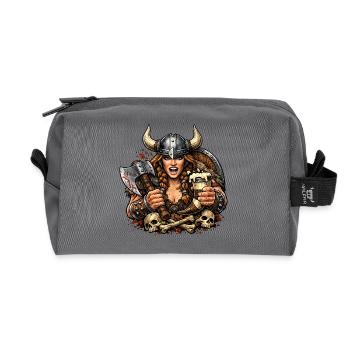 Viking warrior with helmet and beer - Recycled Toiletry Zip Bag - anthracite - Front