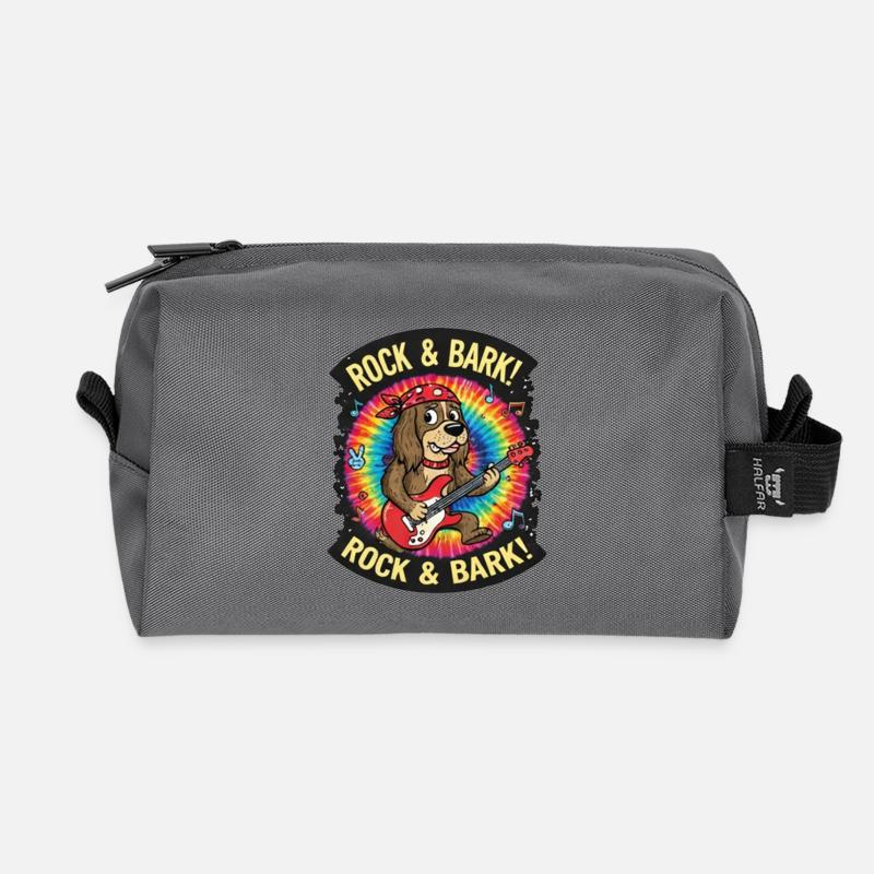 Rock & Bark Batik-Gitarrenhund - Recycelte Kulturtasche - Anthrazit