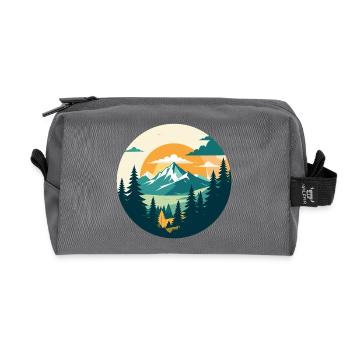 Mountains Mountain Forest High Mountain Hiking Circle Motif - Recycled Toiletry Zip Bag - anthracite - Front