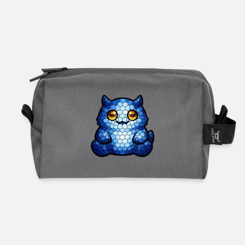 Mosaikkatze Blauauge - Recycelte Kulturtasche - Anthrazit
