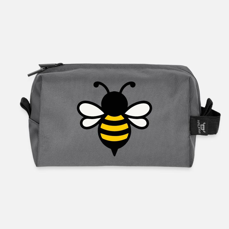 Yellow-striped bee logo - Recycled Toiletry Zip Bag - anthracite