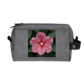 Rosa Hibiskusblüte Nahaufnahme - Recycelte Kulturtasche - Anthrazit - Vorne