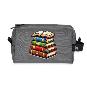 Stack of books book - Recycled Toiletry Zip Bag - anthracite - Front