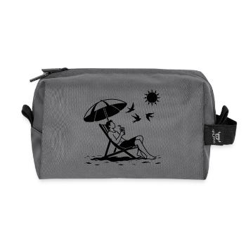Relaxing in a deck chair on the beach - Recycled Toiletry Zip Bag - anthracite - Front