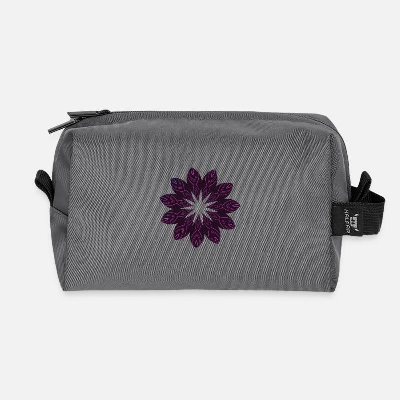 Dark Purple Mandala Flower - Recycled Toiletry Zip Bag - anthracite