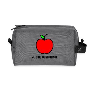 JE SUIS COMPOTISTE (pomme, complot)  - Trousse de toilette en tissu recyclé - anthracite - Devant