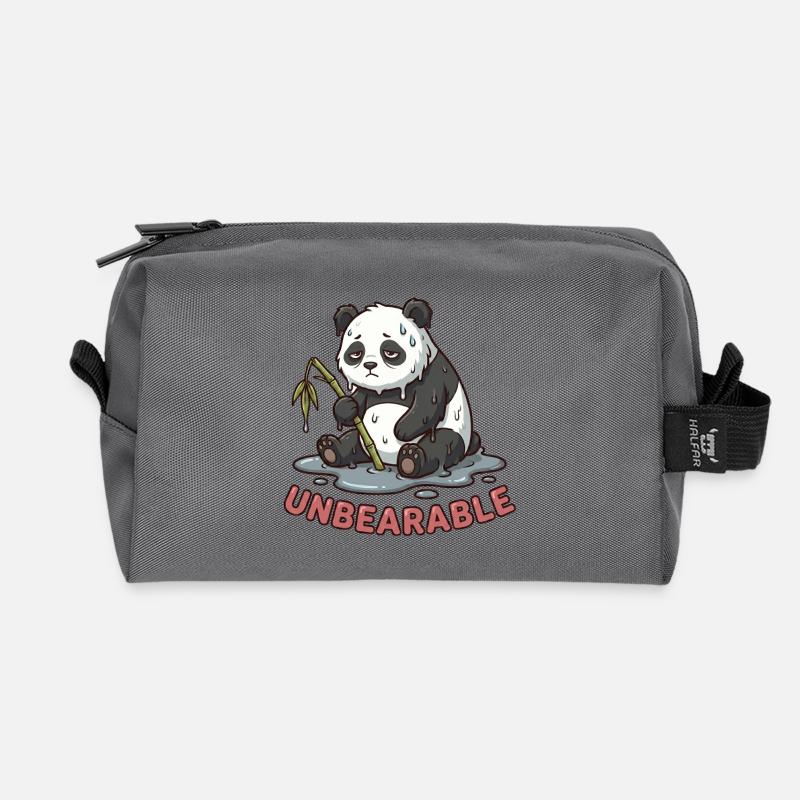Life is Unbearable - Funny Panda Meme - Recycled Toiletry Zip Bag - anthracite