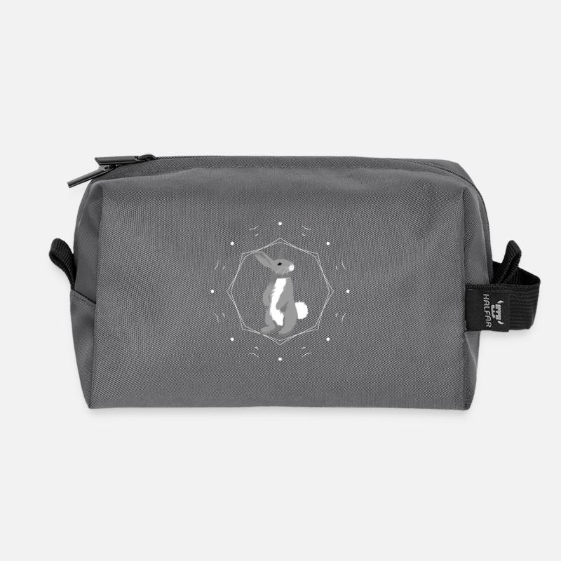 Kaninchen im Geometrie-Ring - Recycelte Kulturtasche - Anthrazit