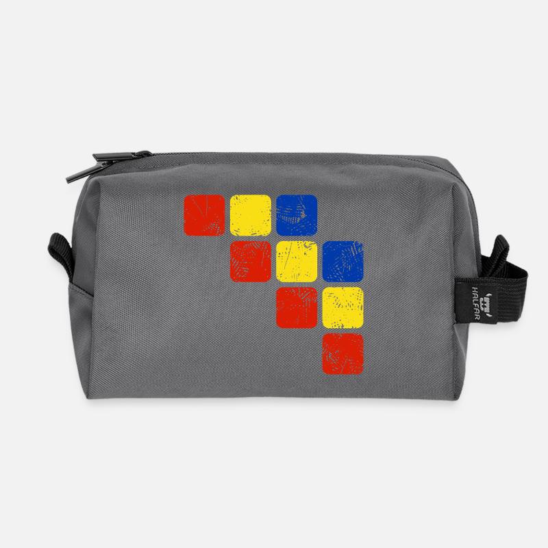 Farben Ornament Muster - Grundfarben - Recycelte Kulturtasche - Anthrazit