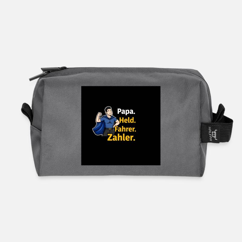 Papa Held Fahrer Zähler Cartoon - Recycelte Kulturtasche - Anthrazit