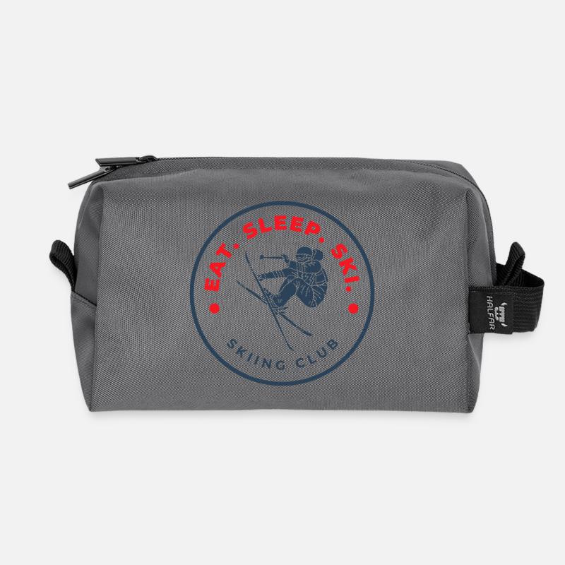 Skiclub Logo Eat Sleep Ski - Recycelte Kulturtasche - Anthrazit