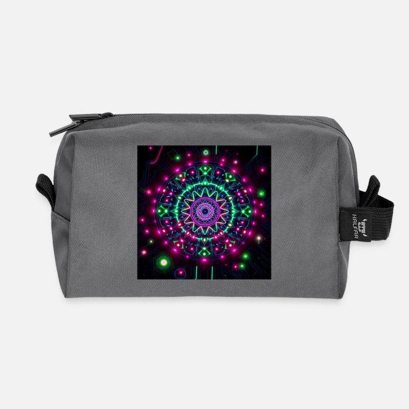Neon Mandala Cyber-Galaxie Muster - Recycelte Kulturtasche - Anthrazit