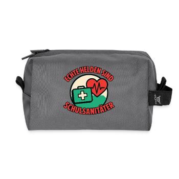 Real heroes are school paramedics - Recycled Toiletry Zip Bag - anthracite - Front