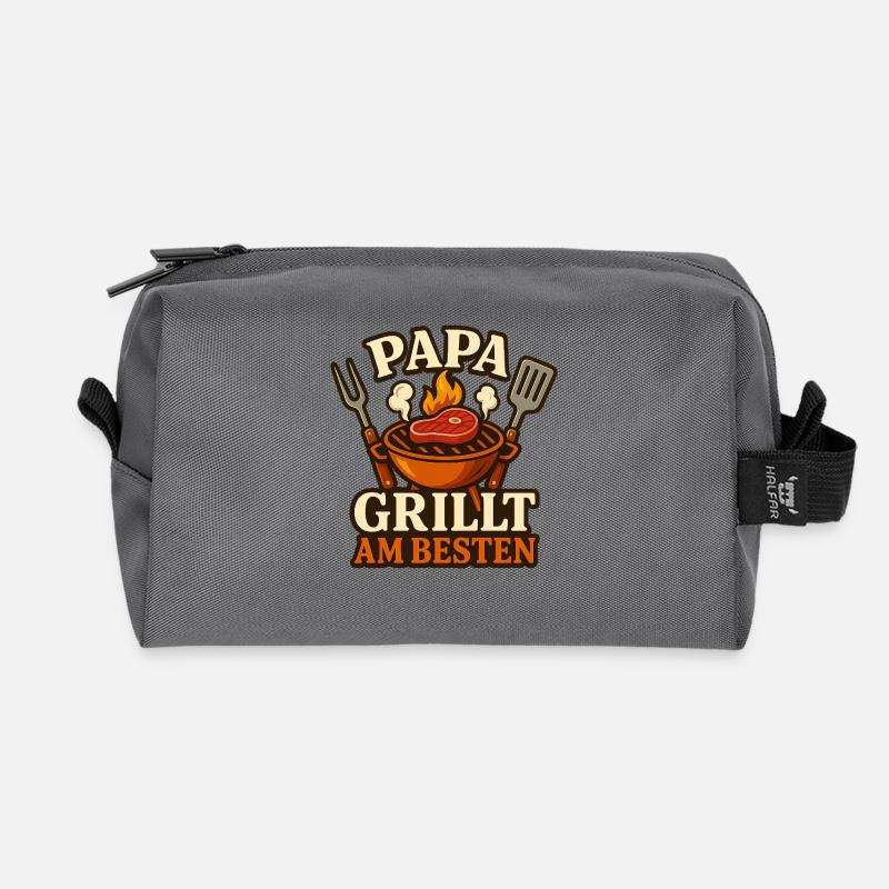 Dad grills best - grill master Held at the grill - Recycled Toiletry Zip Bag - anthracite