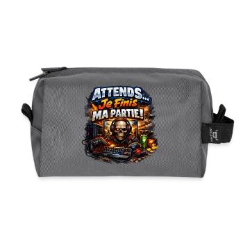 Attends… Je finis ma partie - Trousse de toilette en tissu recyclé - anthracite - Devant