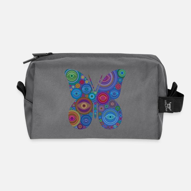 Abstrakte-Augen-Schmetterling - Recycelte Kulturtasche - Anthrazit