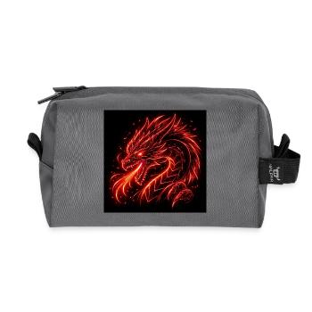 Neon dragon in red fire - Recycled Toiletry Zip Bag - anthracite - Front