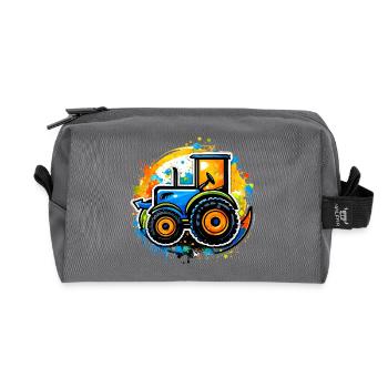 Bunter Traktor im Graffiti-Stil   - Recycelte Kulturtasche - Anthrazit - Vorne