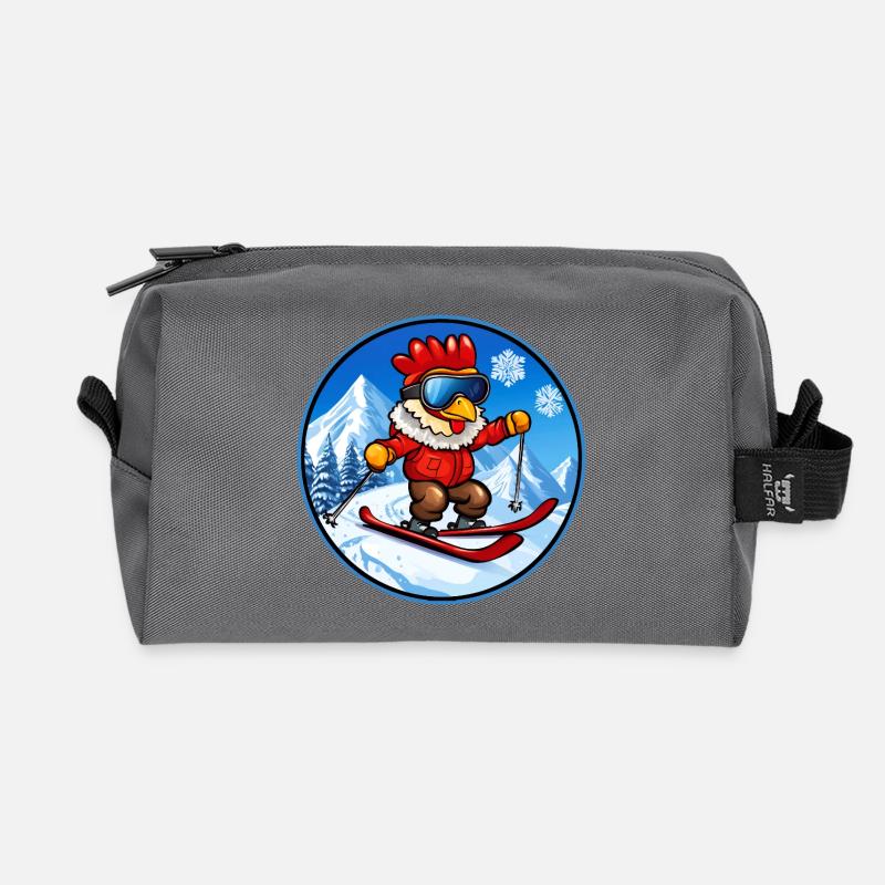 Huhn Ski - Recycelte Kulturtasche - Anthrazit