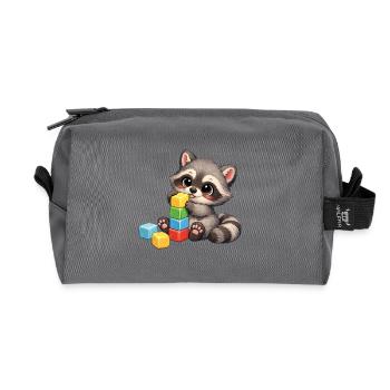 Baby Oskar with building blocks - Recycled Toiletry Zip Bag - anthracite - Front