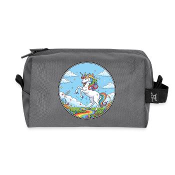 Rainbow River Unicorn Colorful Dreamland Motif - Recycled Toiletry Zip Bag - anthracite - Front