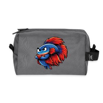 Blue Red Kampffisch - Recycelte Kulturtasche - Anthrazit - Vorne