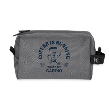 Le café coule – Drôle de dicton sportif sur le café - Trousse de toilette en tissu recyclé - anthracite - Devant