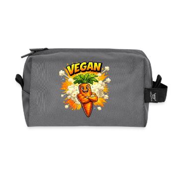 Carotte joyeuse – Délice à base de plantes - Trousse de toilette en tissu recyclé - anthracite - Devant
