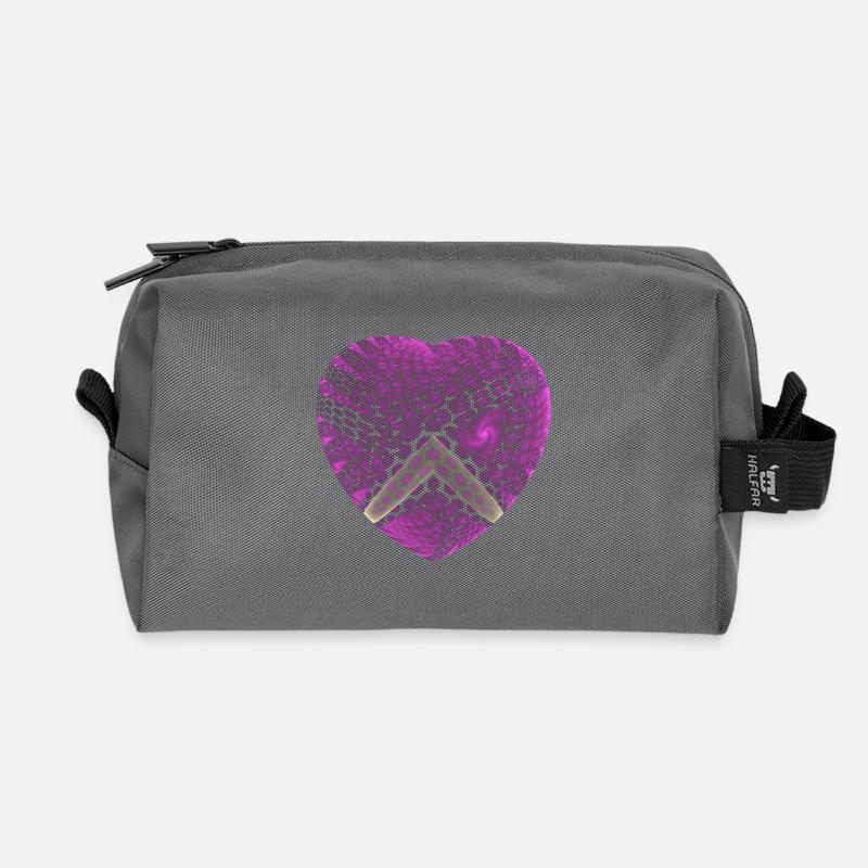 Lila Herz mit Hexagon-Pfeil - Recycelte Kulturtasche - Anthrazit