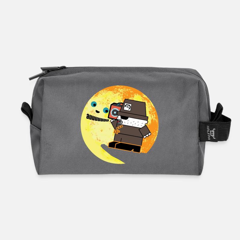 Pixel P.I. Moon Chase - Recycled Toiletry Zip Bag - anthracite