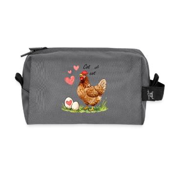 Heart Hen and Watercolor Eggs - Recycled Toiletry Zip Bag - anthracite - Front
