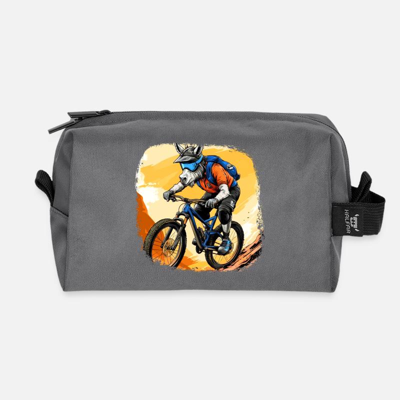 Esel Mountainbiker / Bike Esel - Recycelte Kulturtasche - Anthrazit
