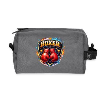 Kämpferisches Boxlogo mit Handschuhen - Recycelte Kulturtasche - Anthrazit - Vorne