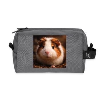 Guinea pig close-up in earthy tones - Recycled Toiletry Zip Bag - anthracite - Front