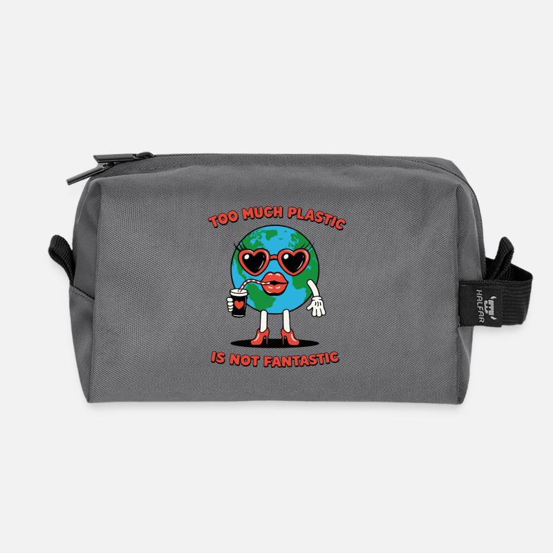 Plastic Is Not Fantastic Ironischer Umwelt Spruch - Recycelte Kulturtasche - Anthrazit