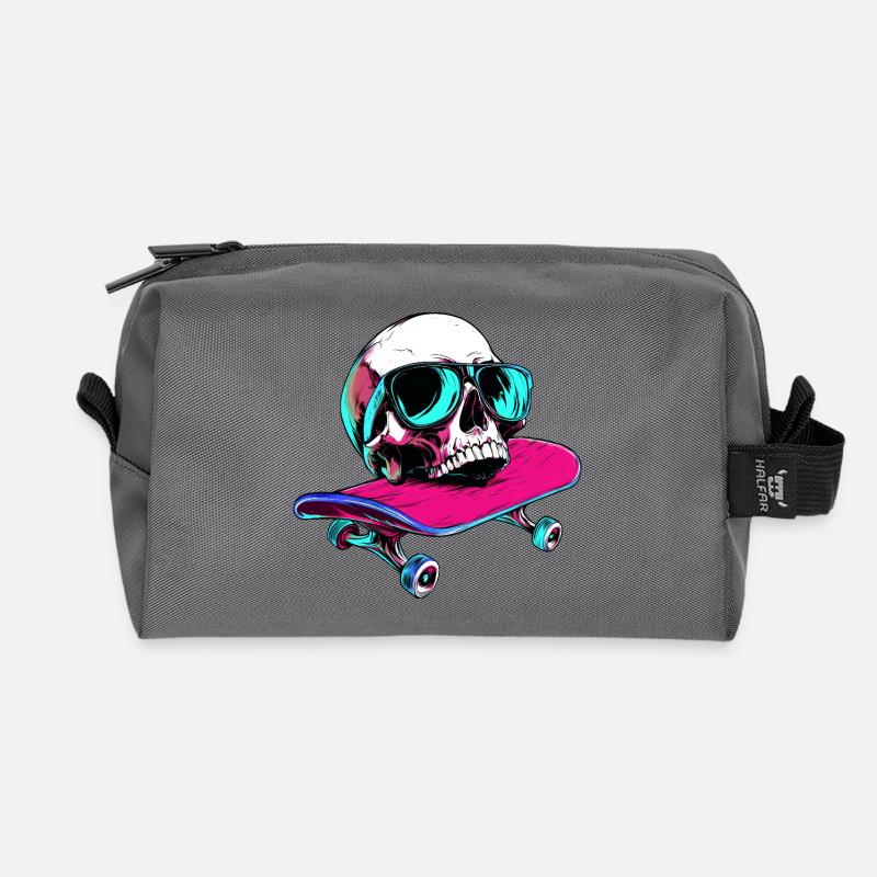 Totenköpfe Skateboard - 1990 - Recycelte Kulturtasche - Anthrazit