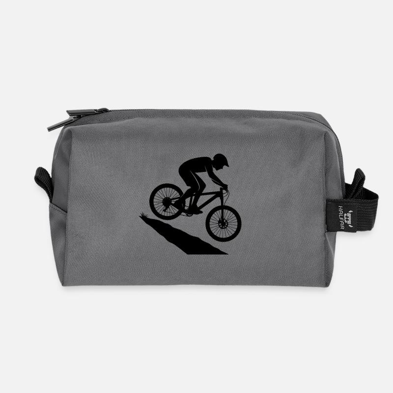 Downhill Sprung Biker Silhouette - Recycelte Kulturtasche - Anthrazit