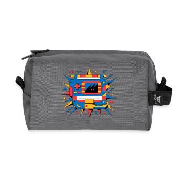 Console rétro néon - Trousse de toilette en tissu recyclé - anthracite - Devant