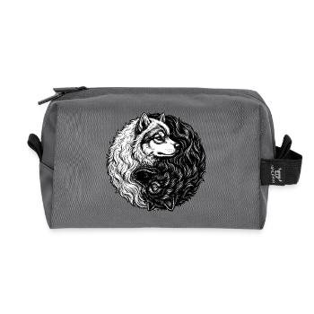 Eurasier | Yin Yang | Fond blanc - Trousse de toilette en tissu recyclé - anthracite - Devant