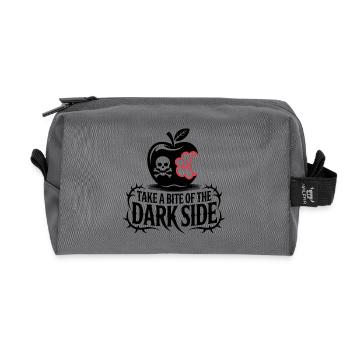Dark Apple with Bite Design - Recycled Toiletry Zip Bag - anthracite - Front