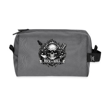 Schädelrock mit Mikro und Gitarre - Recycelte Kulturtasche - Anthrazit - Vorne