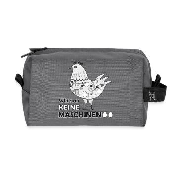 Fans de poulet - Coq - Coq - Poulet fleur - Bio - Trousse de toilette en tissu recyclé - anthracite - Devant